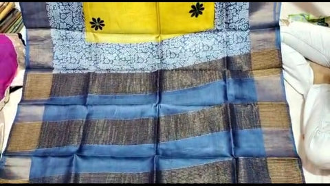 Pure Tussar Silk print saree