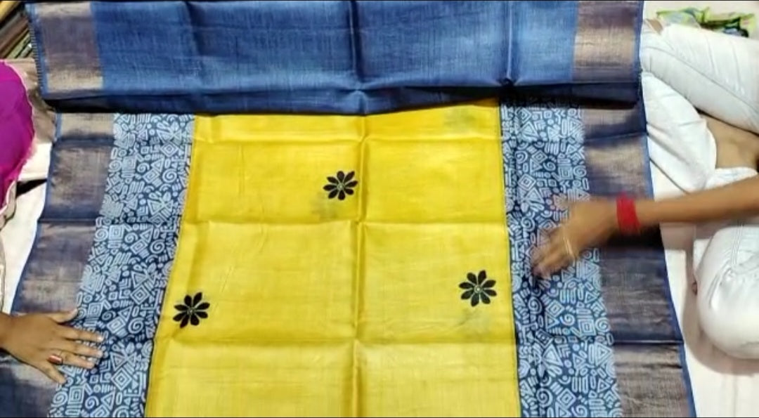 Pure Tussar Silk print saree