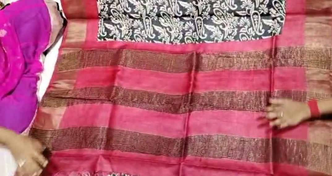 Pure Tussar Silk print saree