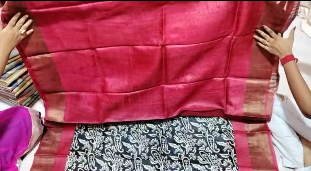 Pure Tussar Silk print saree