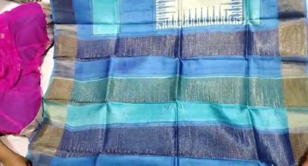 Pure Tussar Silk print saree