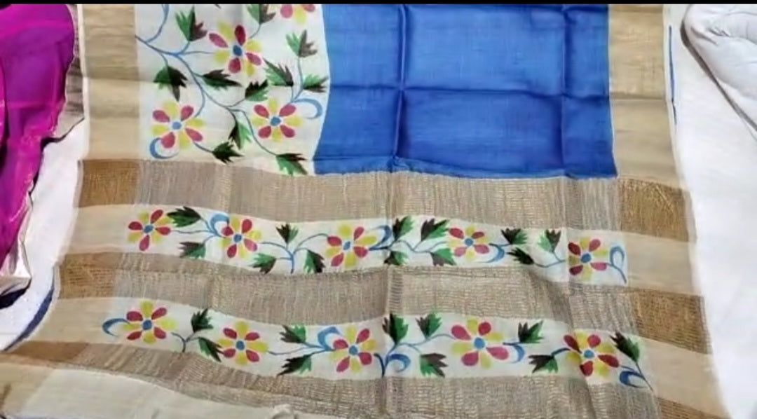 Pure Tussar Silk print saree