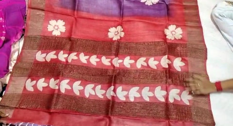 Pure Tussar Silk print saree