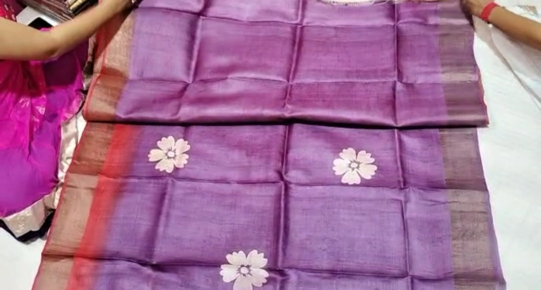 Pure Tussar Silk print saree