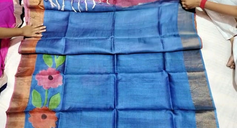 Pure Tussar Silk print saree