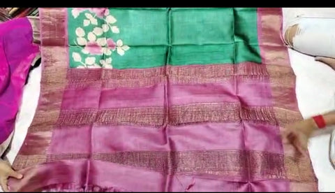 Pure Tussar Silk print saree