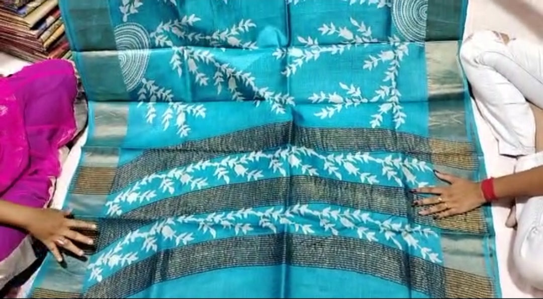 Pure Tussar Silk print saree