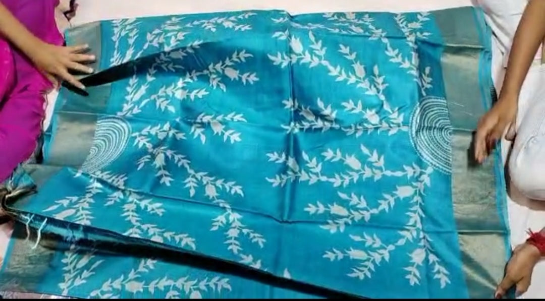 Pure Tussar Silk print saree