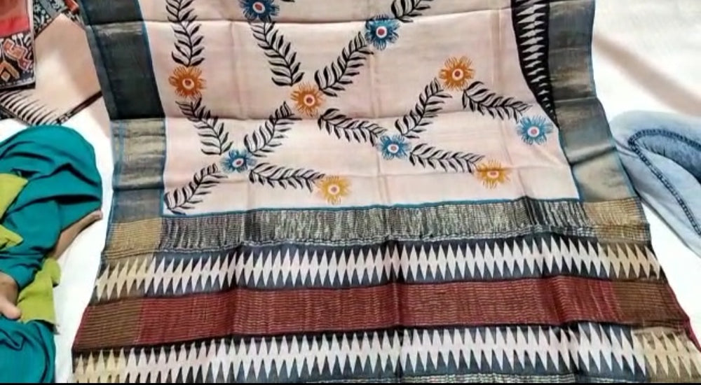 Pure Tussar Silk print saree