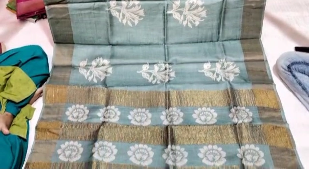 Pure Tussar Silk print saree