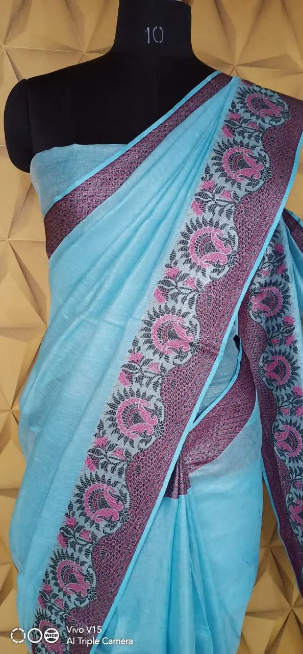 Tishu linen saree silkzon.in