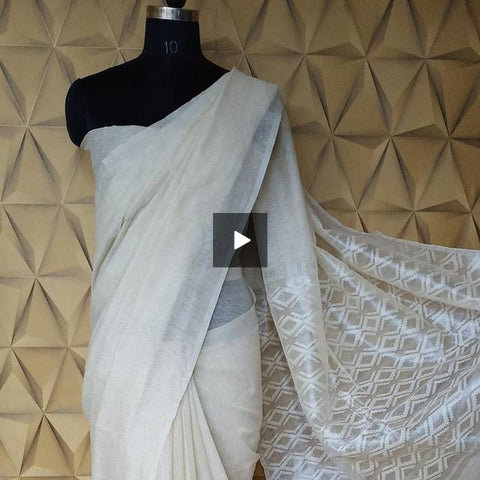 Tussar Jamdani Silk Saree silkzon.in