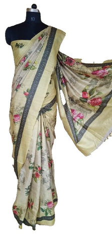 Pure Tussar Silk print saree