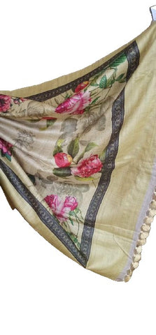 Pure Tussar Silk print saree