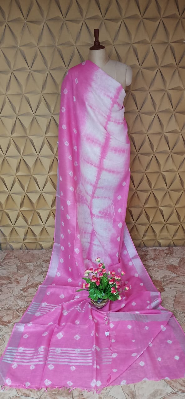 Pure linen shibori saree SILK ZONE