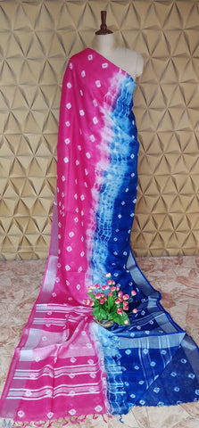 Linen shibori saree SILK ZONE