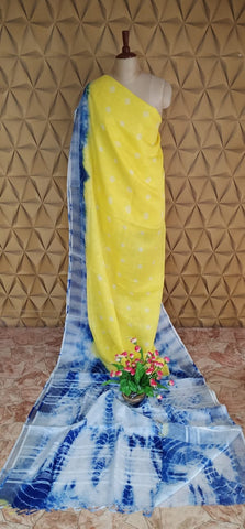 Linen shibori saree SILK ZONE