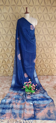 Linen shibori saree silkzon