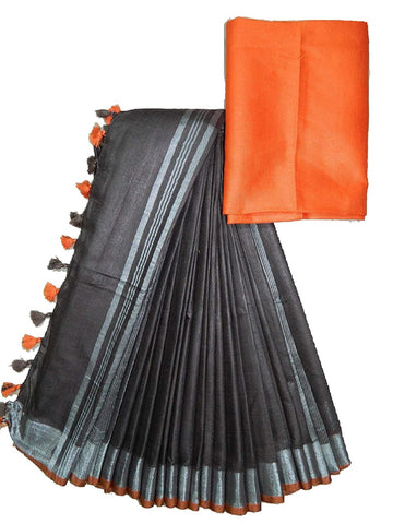 khadi linen saree SILK ZONE