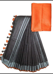 khadi linen saree SILK ZONE