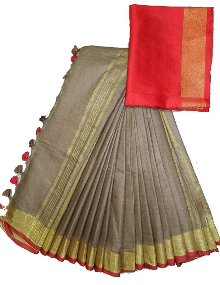 khadi linen saree SILK ZONE