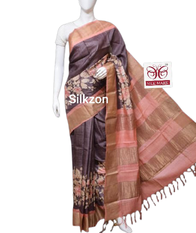 Pure Tussar Silk print saree