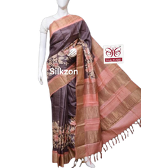 Pure Tussar Silk print saree
