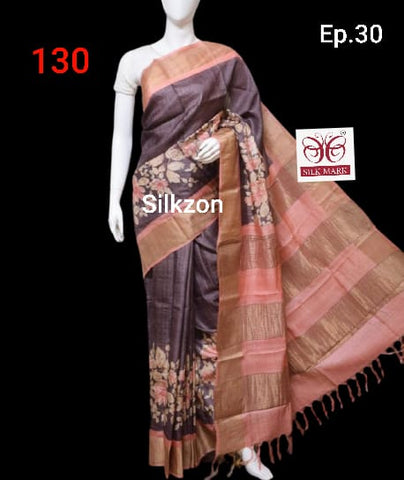 Pure Tussar Silk print saree