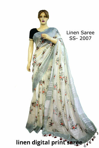 Linen Digital Print Saree SILK ZONE