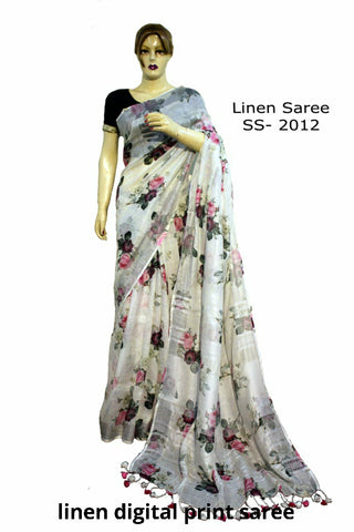 Linen Digital Print Saree SILK ZONE