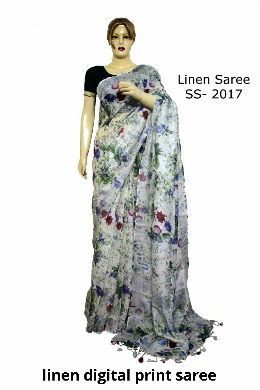 Linen Digital Print Saree SILK ZONE