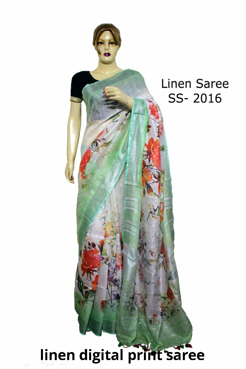 Linen Digital Print Saree SILK ZONE