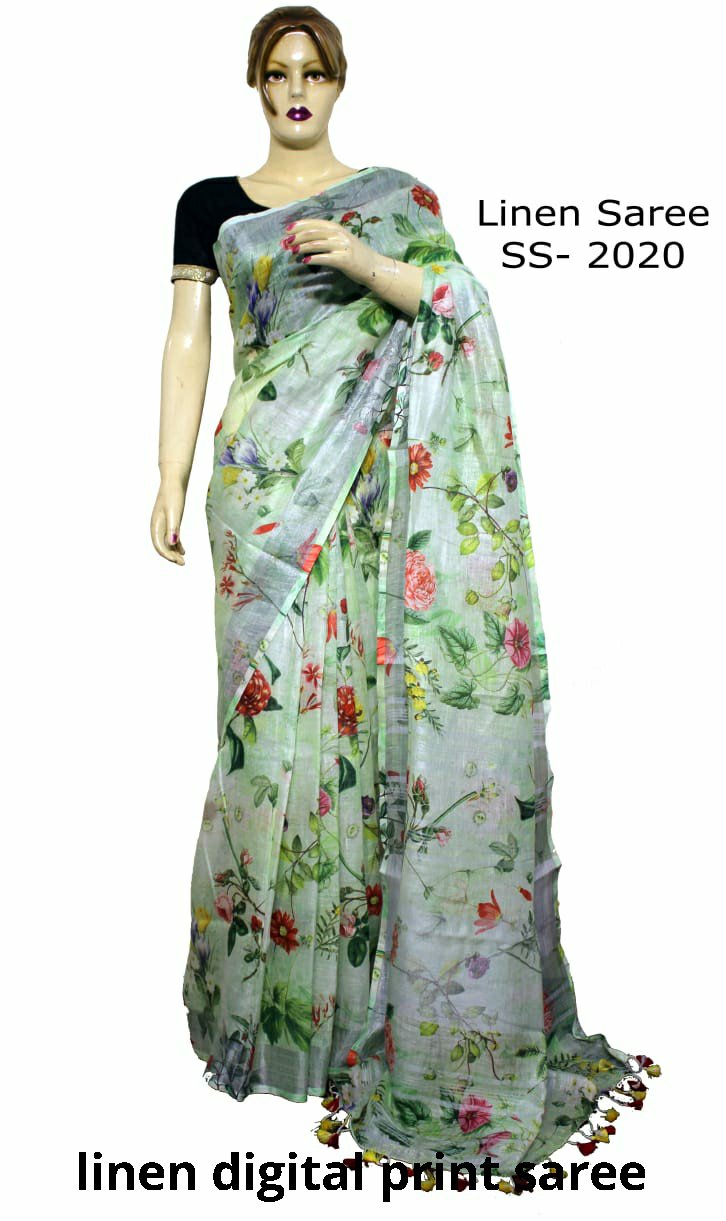 Linen Digital Print Saree SILK ZONE