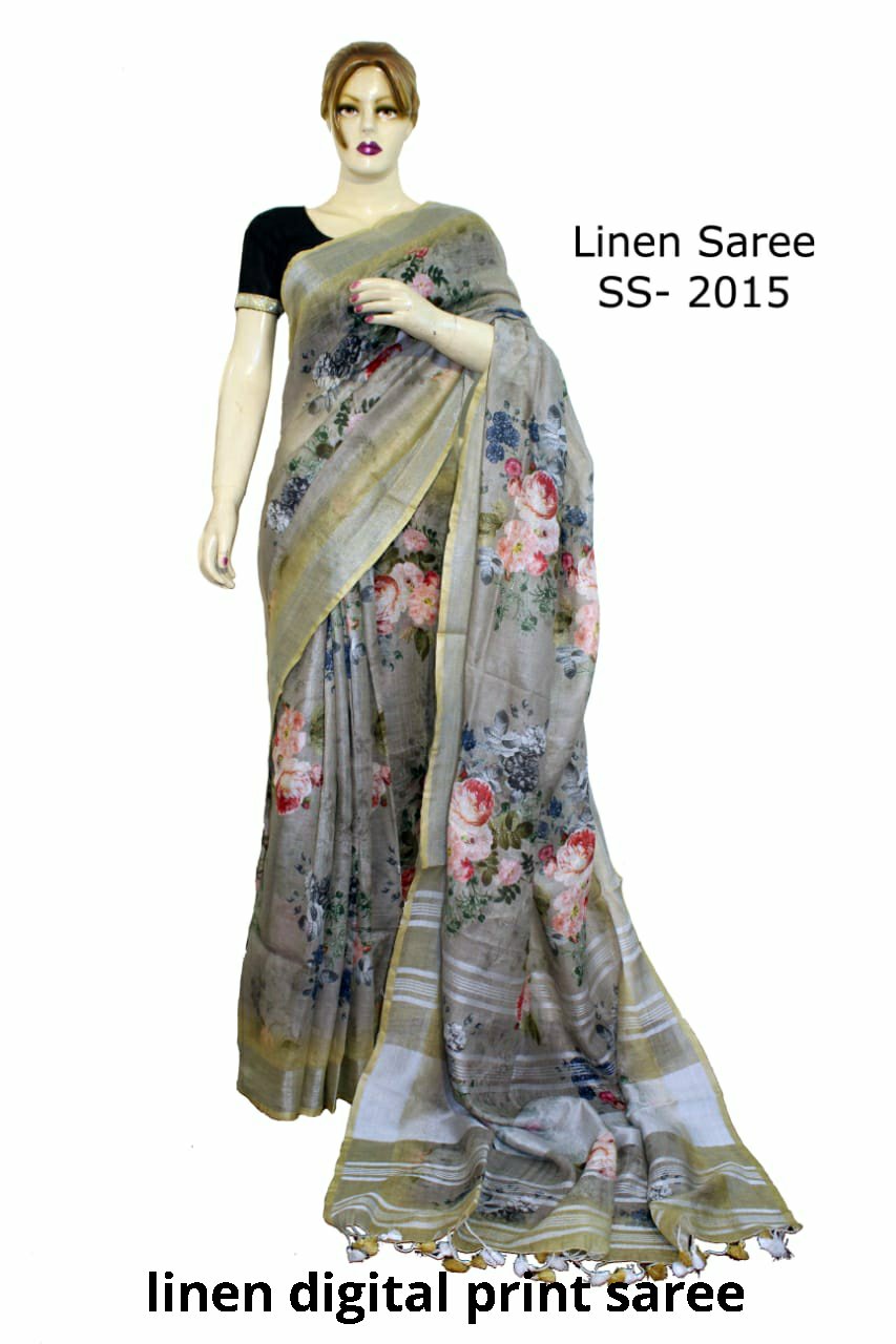 Linen Digital Print Saree SILK ZONE