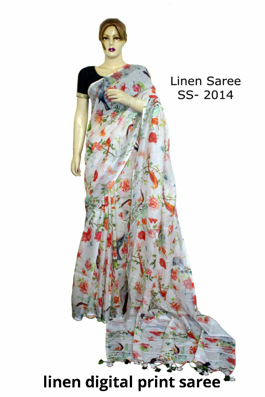 Linen Digital Print Saree SILK ZONE