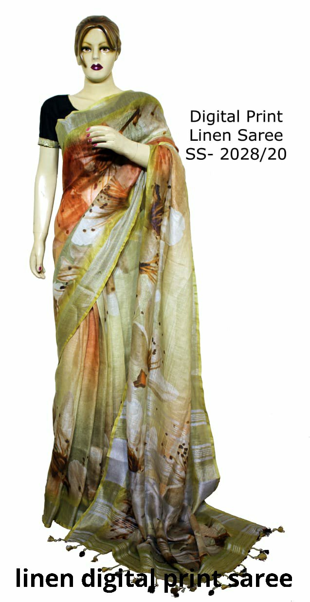 Linen Digital Print Saree SILK ZONE