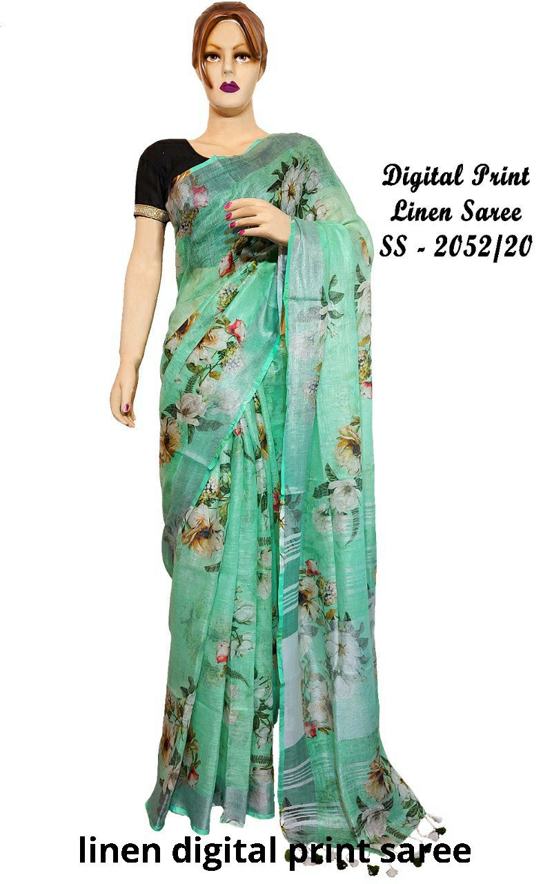 Linen Digital Print Saree SILK ZONE