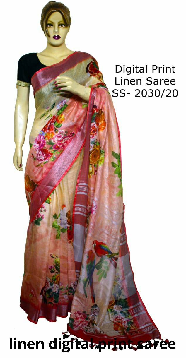 Linen Digital Print Saree SILK ZONE