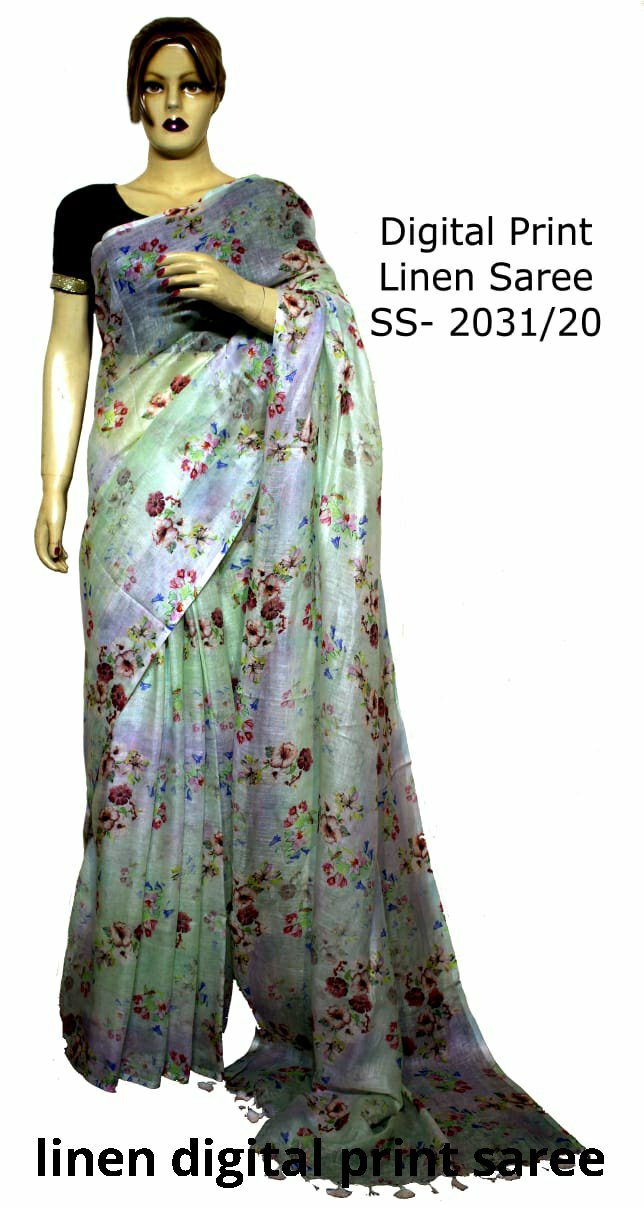 Linen Digital Print Saree SILK ZONE