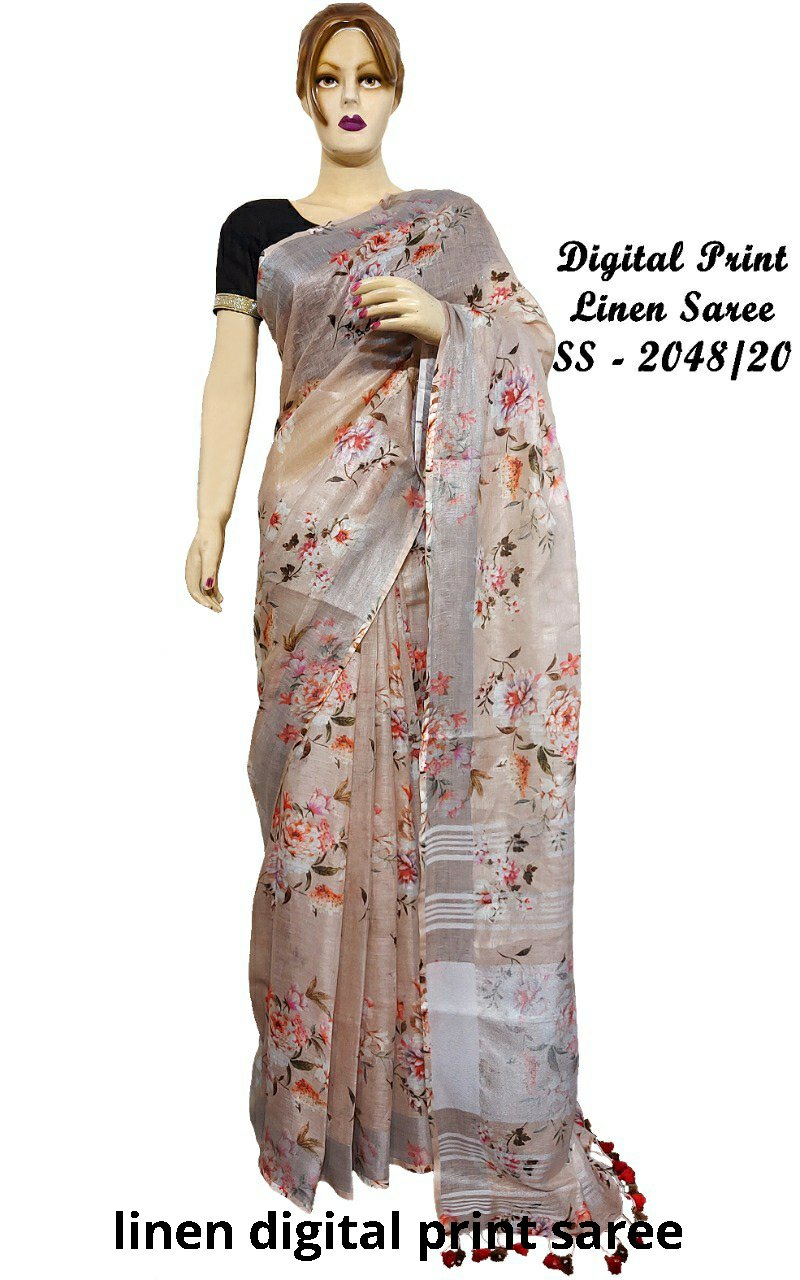 Linen Digital Print Saree SILK ZONE