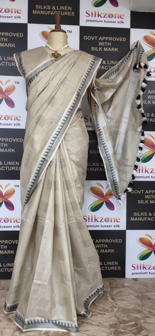 Khadi Linen Fancy Butta  Sarees SILK ZONE