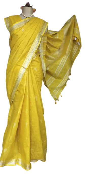 Khadi Linen Fancy Butta  Sarees SILK ZONE