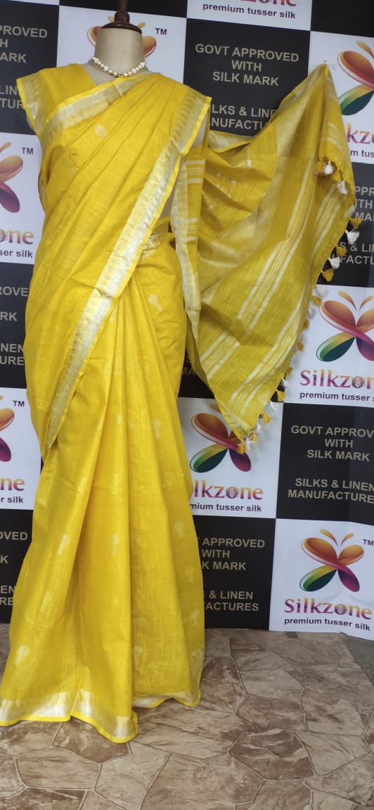 Khadi Linen Fancy Butta  Sarees SILK ZONE