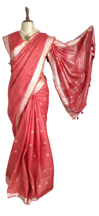Khadi Linen Fancy Butta  Sarees SILK ZONE