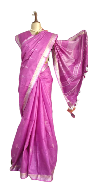 Khadi Linen Fancy Butta  Sarees SILK ZONE