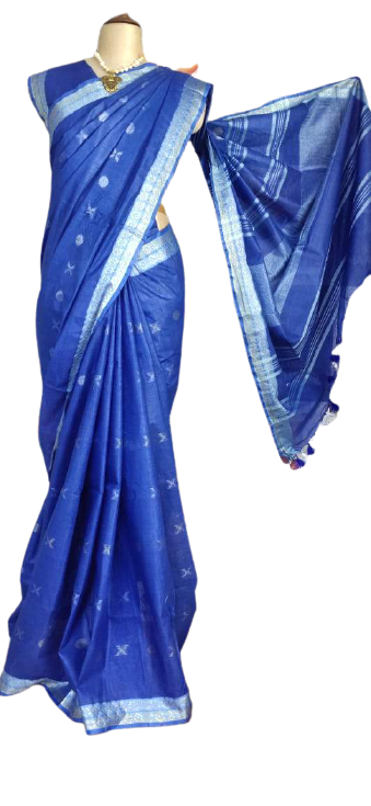Khadi Linen Fancy Butta  Sarees SILK ZONE