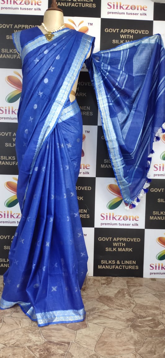 Khadi Linen Fancy Butta  Sarees SILK ZONE