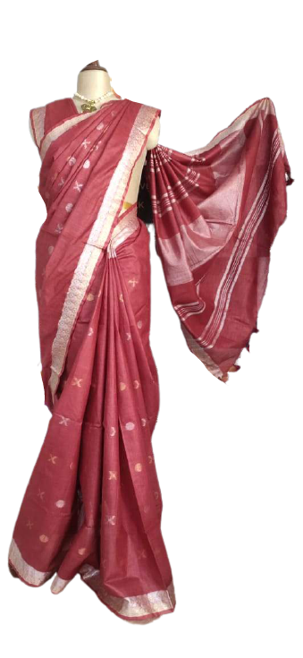 Khadi Linen Fancy Butta  Sarees SILK ZONE