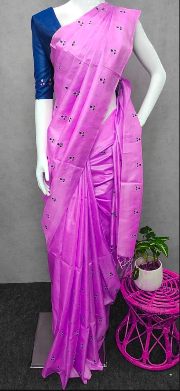 Tussar Silk Embroidery Saree SILK ZONE