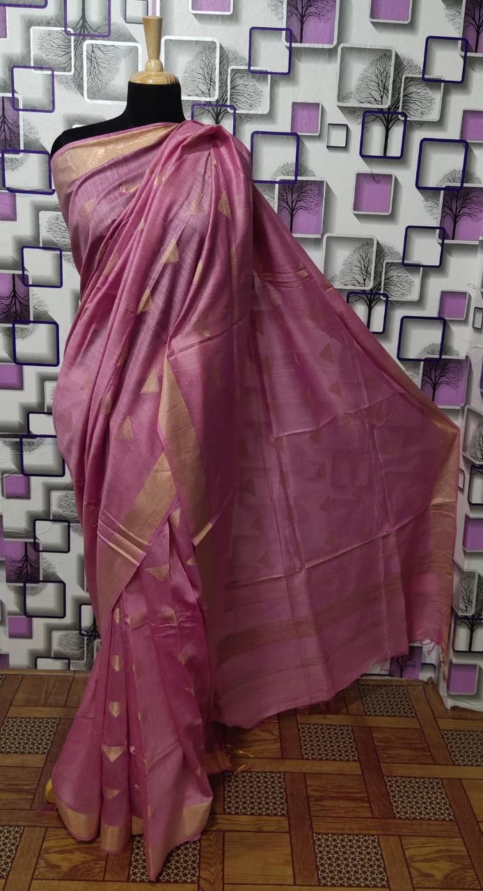 Tussar Munga Silk Zari Butta Saree HIND SILK